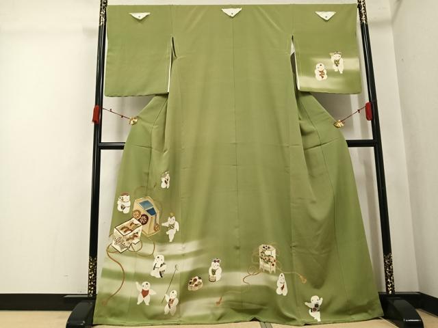 平和屋着物●訪問着 駒刺繍 唐子 暈し染め 金彩 正絹 逸品 AABK2248ph