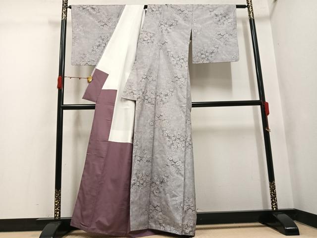 平和屋着物●本場大島紬 白大島 総絣 花尽くし 正絹 逸品 AABK2249ph