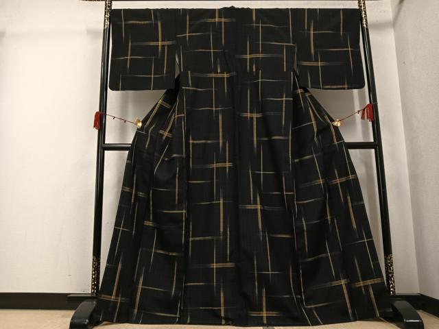 平和屋着物●上質な紬 格子 正絹 逸品 AABK2253ph