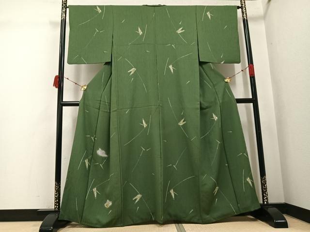 平和屋着物●訪問着 鳥 笹 正絹 逸品 AABK2259ph