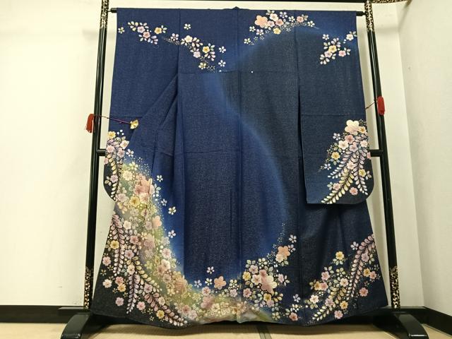 平和屋着物●豪華振袖 作家物 絞り 舞花文 金彩 金通し地 京都きもの友禅扱い 正絹 逸品 AABK2263ph