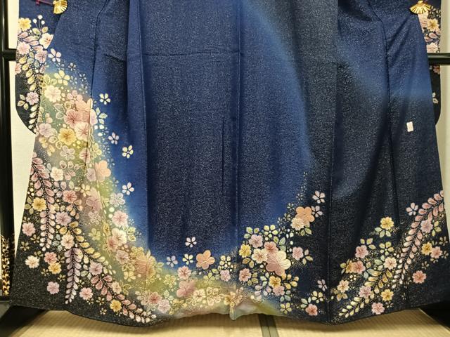 平和屋着物●豪華振袖 作家物 絞り 舞花文 金彩 金通し地 京都きもの友禅扱い 正絹 逸品 AABK2263ph