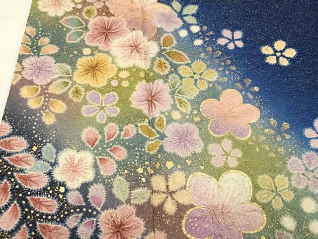 平和屋着物●豪華振袖 作家物 絞り 舞花文 金彩 金通し地 京都きもの友禅扱い 正絹 逸品 AABK2263ph
