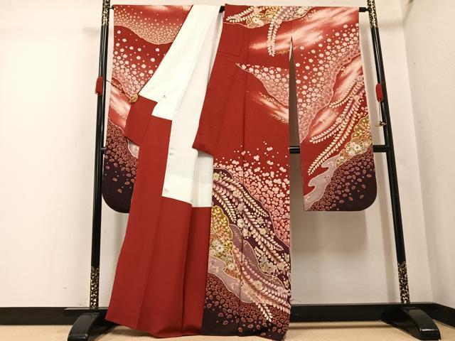 平和屋着物●越後十日町の一流染匠 桐屋・翠山工房 徳永憲峯 振袖 辻が花 絞り 暈し染め 金彩 金通し地 正絹 逸品 AABK2266ph
