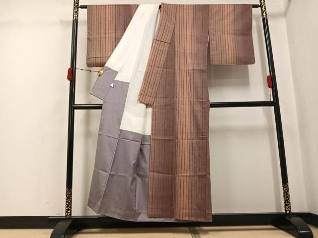 平和屋着物●上質な紬 間道 正絹 逸品 AABK2270ph