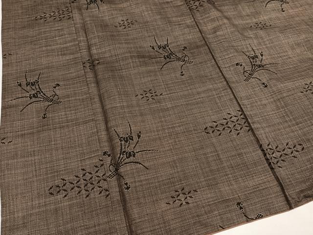 平和屋着物●本場大島紬 刺繍 草花文 正絹 逸品 AABK2272ph