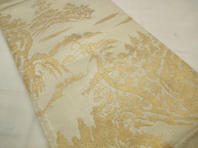 平和屋着物◎六通柄袋帯 風景文 金糸 正絹 逸品 AABK2330pf