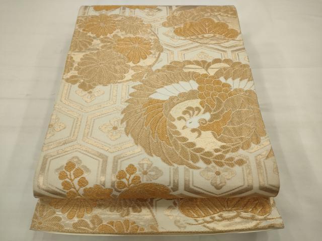 平和屋着物◎六通柄 京袋帯 鳳凰花文 金糸 正絹 逸品 AABK2335pf