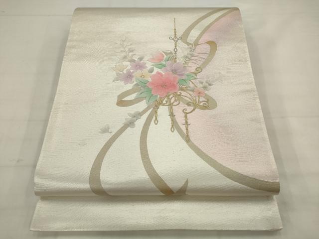 平和屋着物◎太鼓柄 京袋帯 唐織 花束文 金銀糸 正絹 逸品 AABK2361pf