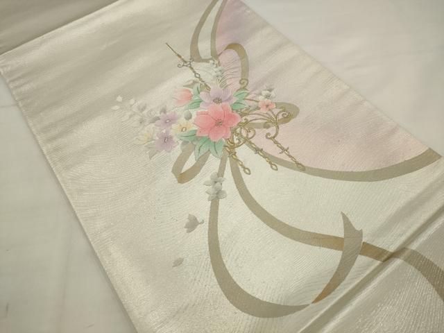 平和屋着物◎太鼓柄 京袋帯 唐織 花束文 金銀糸 正絹 逸品 AABK2361pf
