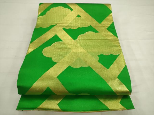 平和屋着物◎丸帯 青海波 金糸 正絹 逸品 AABK2388pf