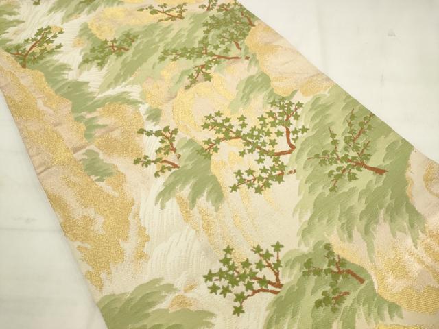 平和屋着物◎六通柄袋帯 唐織 風景文 金糸 正絹 逸品 AABK2409pf