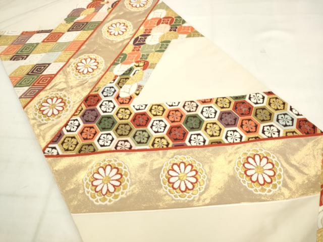 平和屋着物◎六通柄袋帯 唐織 錦繍 吉祥花文 金糸 正絹 逸品 AABK2413pf
