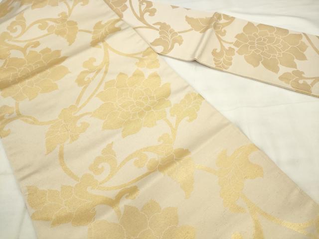 平和屋着物◎九寸名古屋帯 更紗花文 金糸 正絹 逸品 AABK2429pf