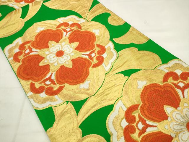平和屋着物◎六通柄袋帯 唐織 飾花文 金糸 正絹 逸品 AABK2432pf