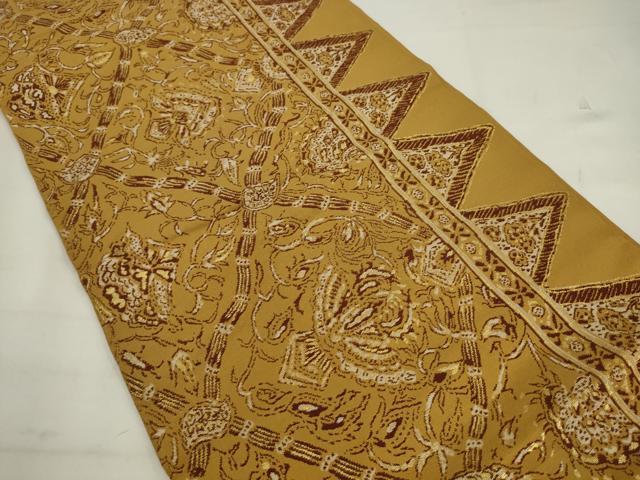 平和屋着物◎全通柄袋帯 更紗花間道 金糸 正絹 逸品 AABK2437pf