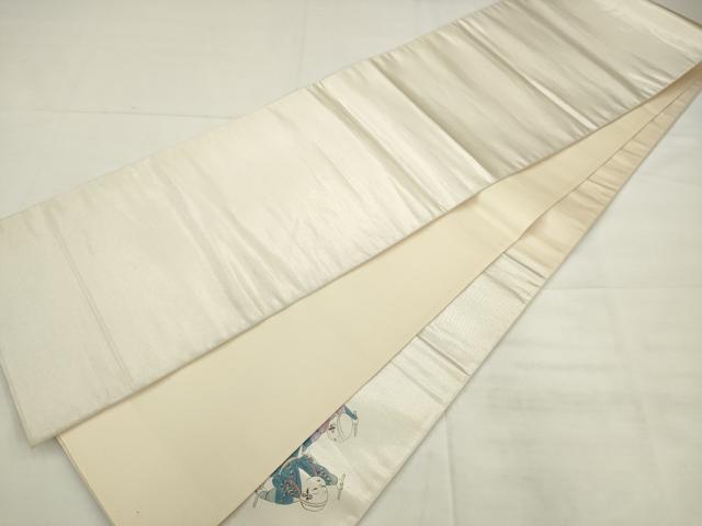 平和屋着物◎太鼓柄袋帯 祭り 銀糸 正絹 逸品 AABK2448pf