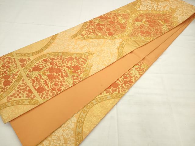 平和屋着物◎六通柄袋帯 唐織 立涌鳳凰花文 金糸 正絹 逸品 AABK2451pf