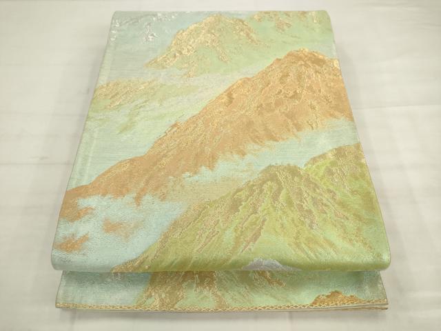 平和屋着物◎六通柄袋帯 重ね山文 金銀糸 正絹 逸品 AABK2456pf