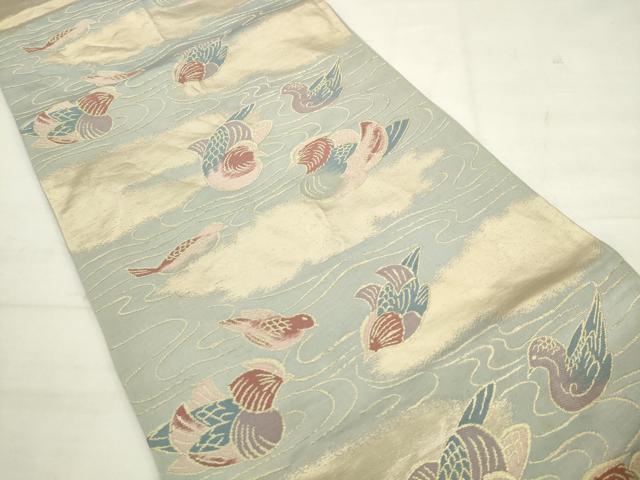 平和屋着物◎六通柄袋帯 唐織 流水鴛鴦文 金糸 正絹 逸品 AABK2464pf
