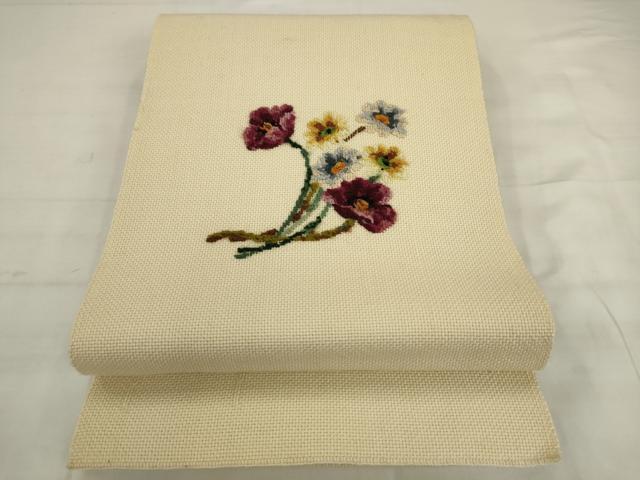 平和屋着物◎八寸名古屋帯 花束文 AABK2468pf
