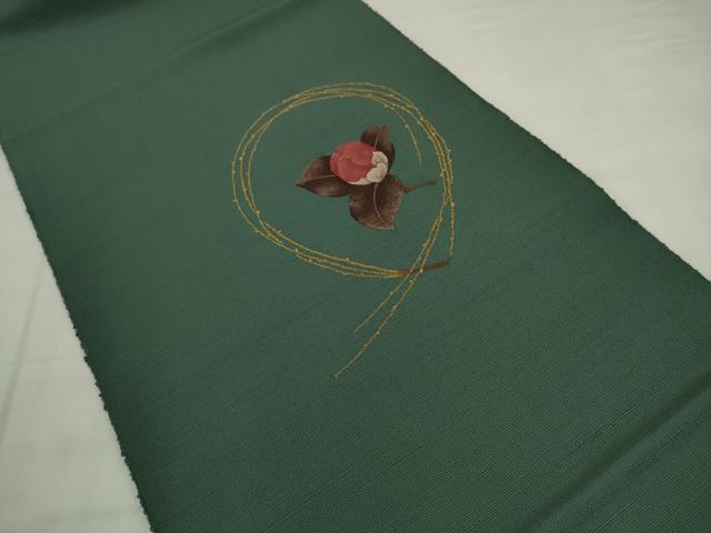 平和屋着物◎八寸名古屋帯 枝花文 金糸 鈴乃屋扱い 正絹 逸品 AABK2469pf