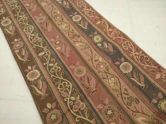平和屋着物◎六通柄袋帯 草花間道 金糸 正絹 逸品 AABK2484pf