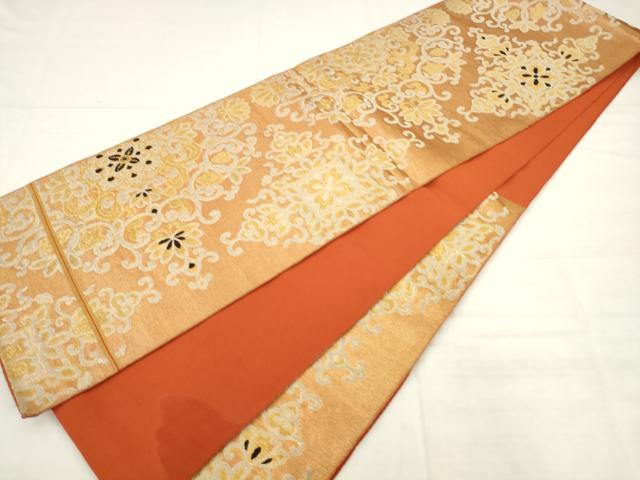 平和屋着物◎六通柄袋帯 飾花文 金銀糸 正絹 逸品 AABK2485pf