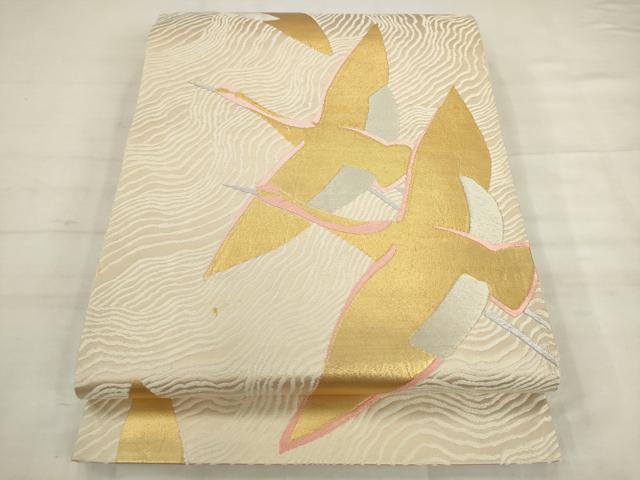 平和屋着物◎六通柄袋帯 唐織 飛鶴文 金糸 正絹 逸品 AABK2492pf
