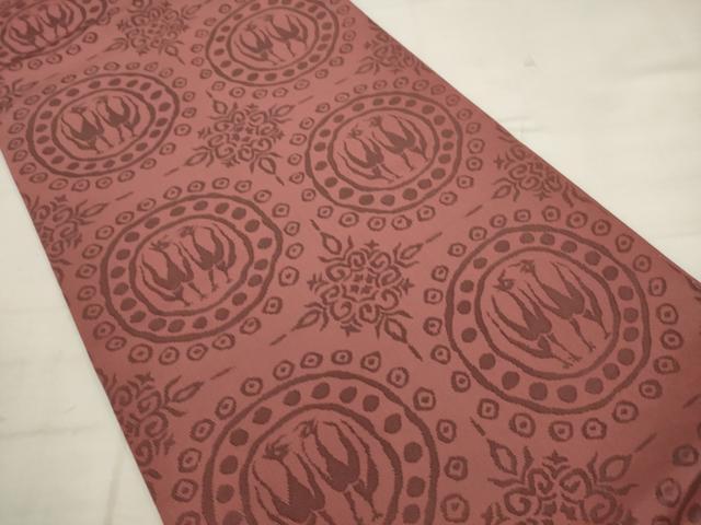 平和屋着物◎六通柄 京本袋帯 花鳥丸文 正絹 逸品 AABK2497pf