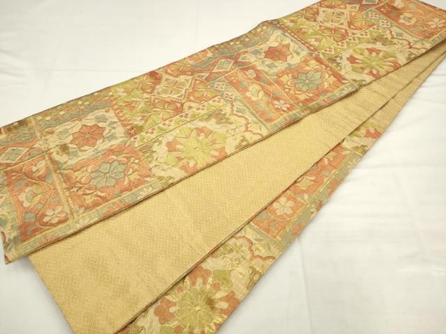 平和屋着物◎佐賀錦 六通柄袋帯 飾花文 金糸 正絹 逸品 AABK2500pf