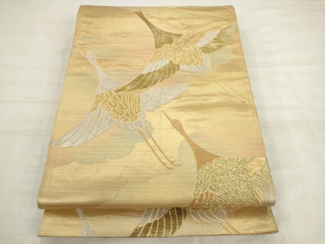 平和屋着物◎六通柄京袋帯 飛鶴文 金銀糸 正絹 逸品 AABK2501pf