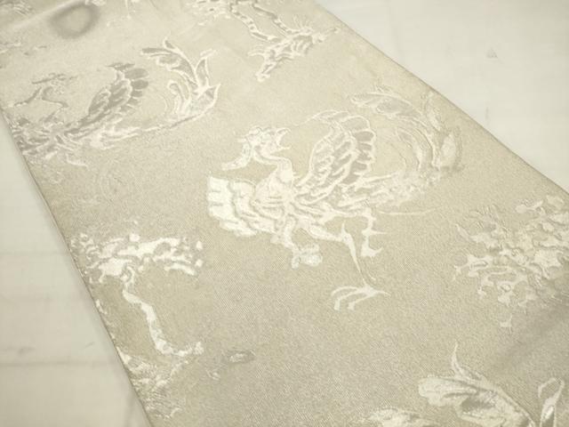 平和屋着物◎六通柄袋帯 鳳凰 銀糸 正絹 逸品 AABK2506pf