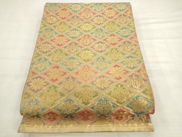 平和屋着物◎佐賀錦 六通柄袋帯 松皮菱花文 金糸 正絹 逸品 AABK2510pf