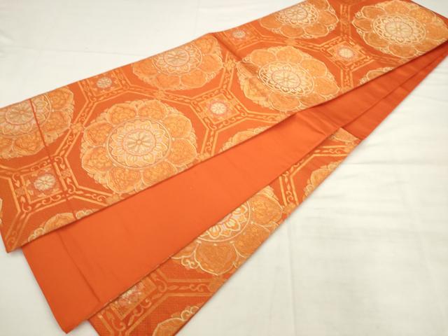 平和屋着物◎六通柄 本袋帯 蜀江華紋 金糸 正絹 逸品 AABK2512pf