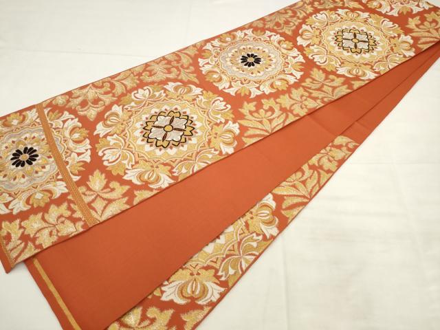 平和屋着物◎六通柄袋帯 飾花文 金銀糸 正絹 逸品 AABK2513pf