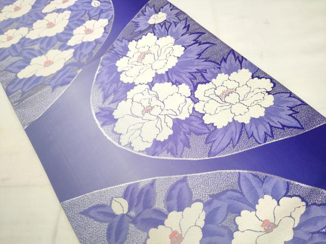 平和屋着物◎六通柄袋帯 唐織 草花文 銀糸 正絹 逸品 AABK2514pf