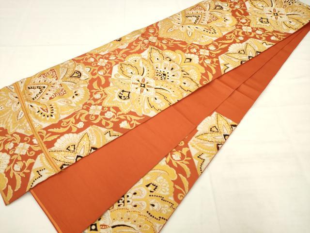 平和屋着物◎六通柄袋帯 更紗花文 金糸 正絹 逸品 AABK2520pf