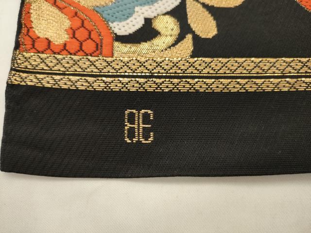 平和屋着物◎六通柄袋帯 唐織 飾花文 金糸 正絹 逸品 AABK2524pf