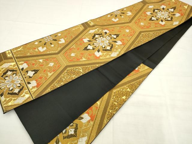 平和屋着物◎六通柄袋帯 飾花文 金糸 正絹 逸品 AABK2552pf