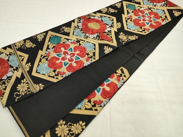 平和屋着物◎六通柄袋帯 松皮菱花文 金銀糸 正絹 逸品 AABK2558pf