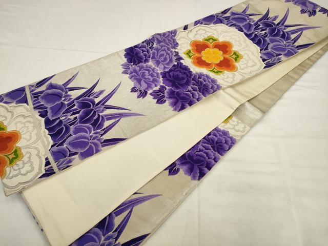平和屋着物◎六通柄袋帯 唐織 飾花文 金銀糸 正絹 逸品 AABK2562pf