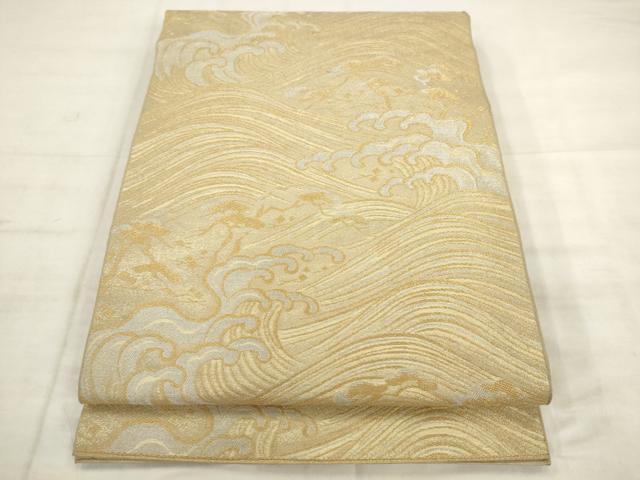 平和屋着物◎六通柄 本袋帯 立波文 金銀糸 正絹 逸品 AABK2577pf