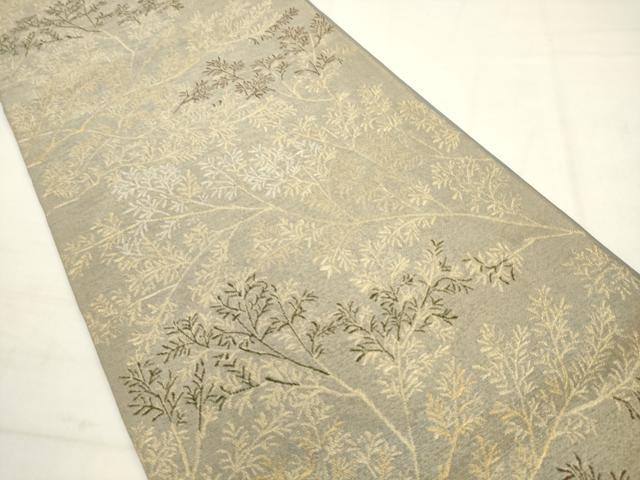 平和屋着物◎六通柄 本袋帯 唐綾錦 松葉延寿金彩文 金糸 正絹 逸品 AABK2598pf