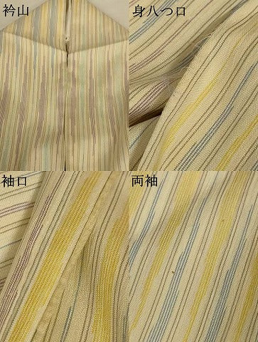 平和屋着物*夏物 紗紬 変わり縞 正絹 逸品 AABK2602jd