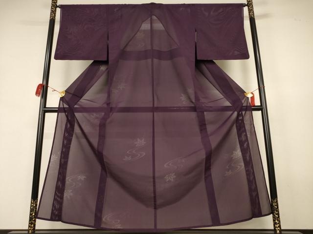 平和屋着物*夏物 色無地 縦絽 舞葉紋紗 正絹 逸品 AABK2612jd