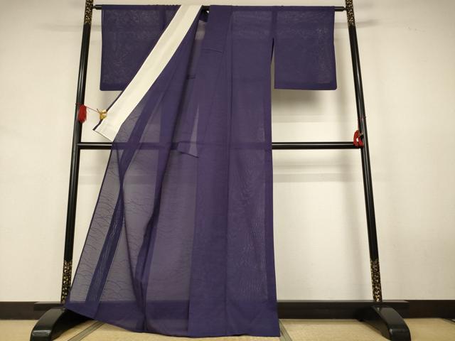 平和屋着物*夏物 色無地 芝紋紗 黒紅色 正絹 逸品 AABK2616jd
