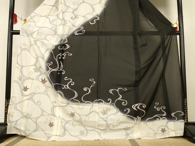 平和屋着物*夏物 訪問着 絽 流水楓文 銀彩 ロング丈 正絹 逸品 AABL9376cs