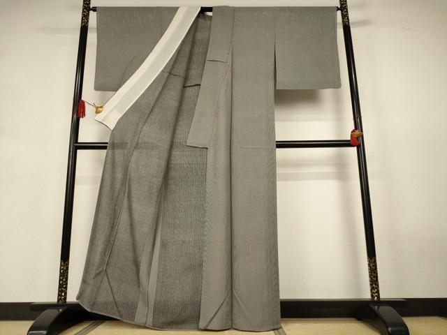 平和屋着物*夏物 伝統工芸士 砂川健一 江戸小紋 絽 万筋 灰色×黒色 正絹 逸品 AABK2624jd