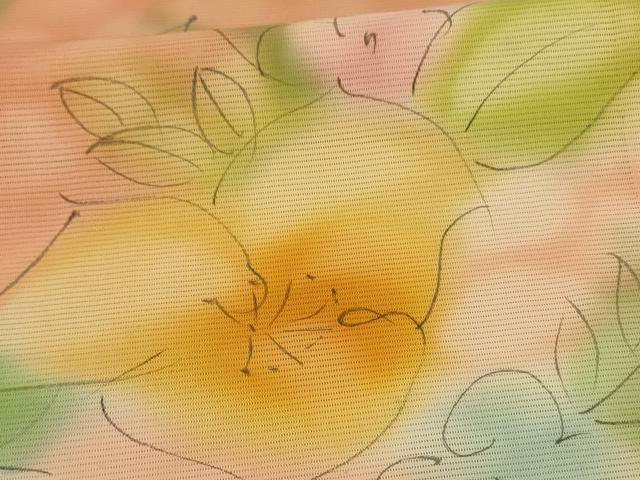 平和屋着物*夏物 小紋 絽 手描き 草花文 暈し染め 正絹 逸品 AABK2643jd